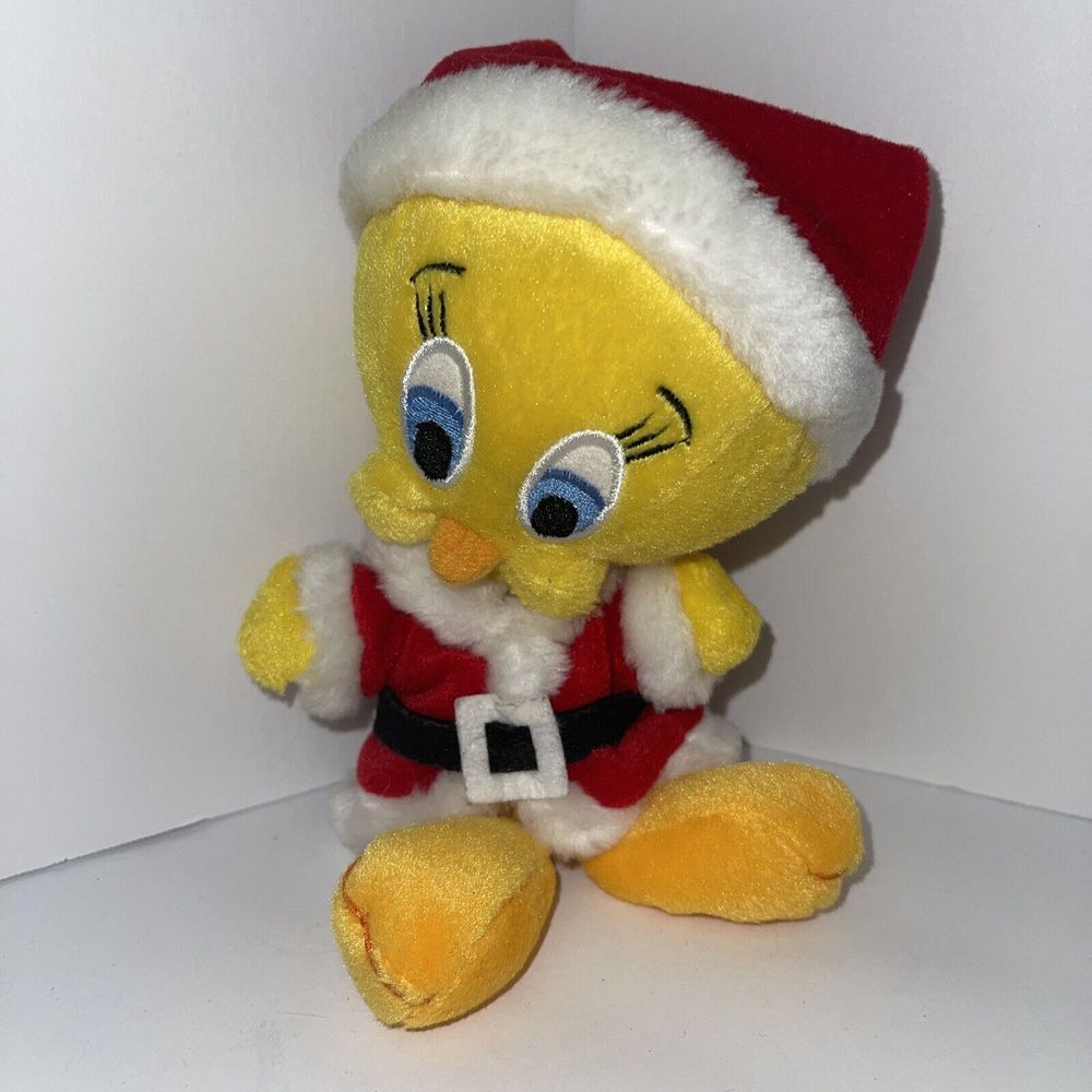 Warner Brothers 1998 TWEETY BIRD Santa Claus Bean Bag Peace On Earth Xmas-NWT 8"